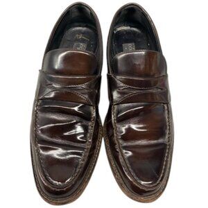 Dolce & Gabbana Men's 7.5 Penny Loafers Brown Leather Made In Italy Flaw